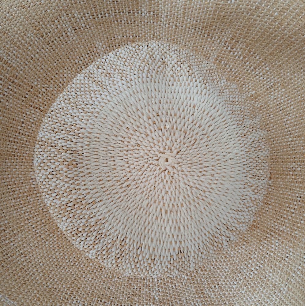 Natural Woven Straw  Paper Mettallic Wide Brim Hat - Picture 6 of 11